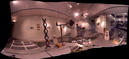 Panorama composed of 240 individual images taken by MUNIN camera via script on 12 February, 2010.  The image depicts the Esther Klein Art Gallery in Philadelphia where BPL equipment is being exhibited from 22 January, 2010 through 21 March 2010.  The extremely slow pace of the camera allows aliens and celebrities get out of the way before being examined.  During the mission, visitors to the website will be able to instruct MUNIN to make pictures like these and save them to the archive.  Currently the camera is accessible and visitors are invited to drive it and save images.