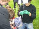 BPL official and group of local students run tests on near spacecraft in LLangollen, Wales.